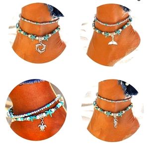BOHO CHIC CHARM ANKLE BRACELET SET OF 4 NWT